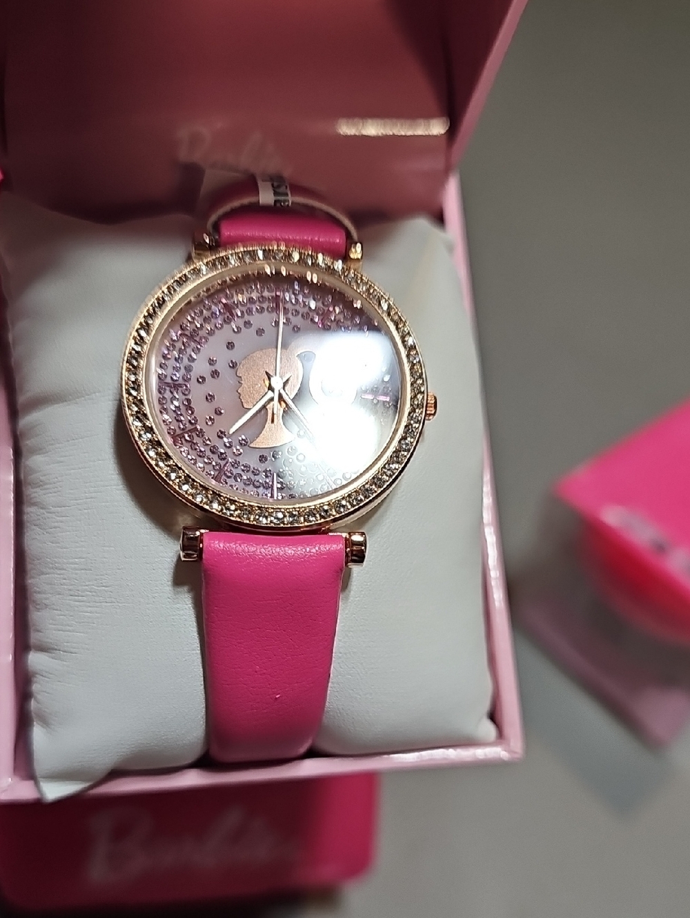 Barbie Gem Silhouette Quartz Analog Pink Womens Watch With Gift Box - Picture 6 of 7